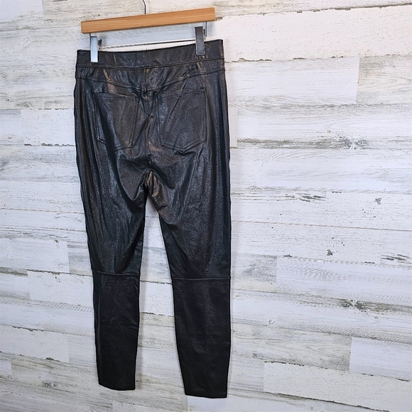 Spanx Leather Like High Rise Ankle Skinny Pants Large Sculpting Leggings Edgy - Picture 6 of 13